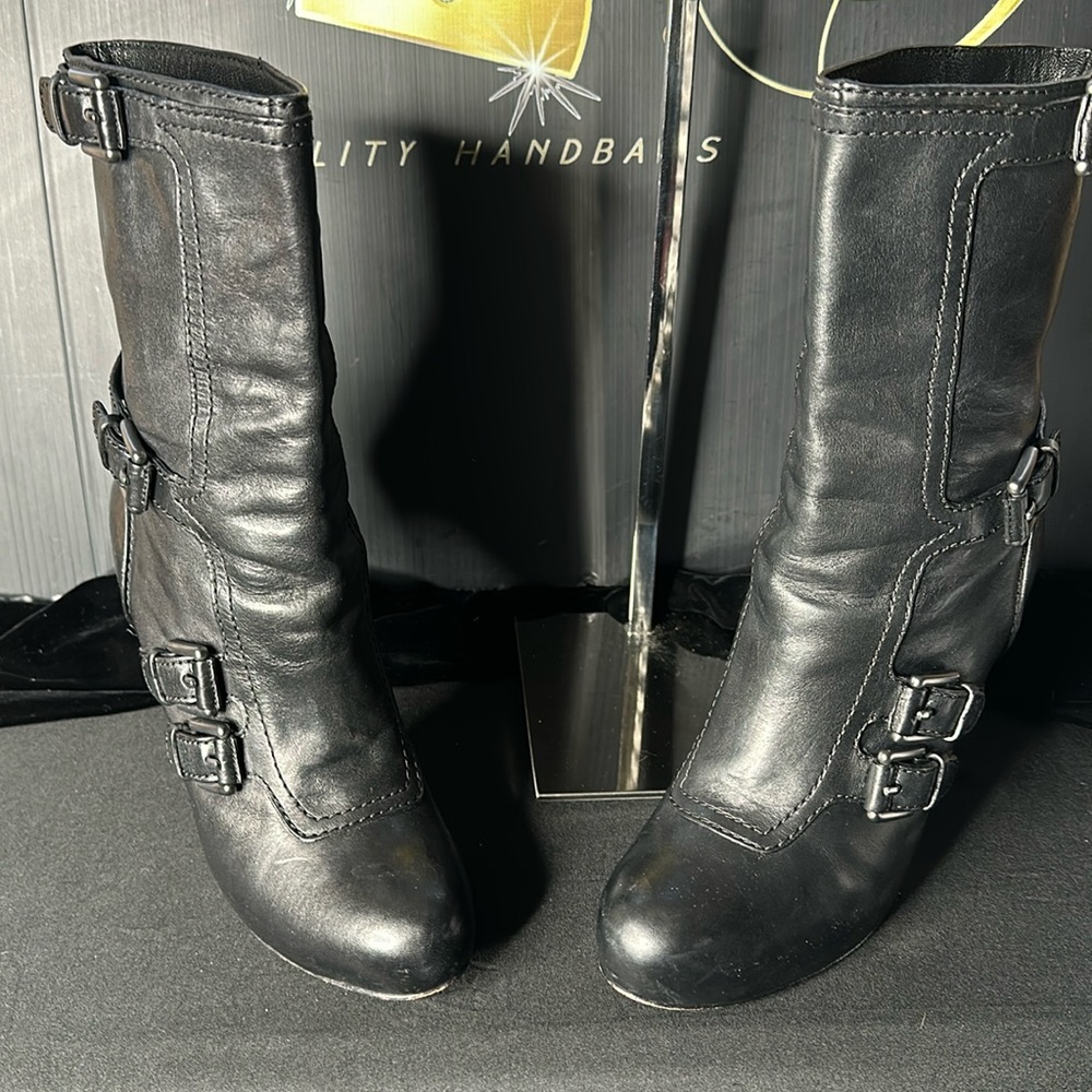 Coach Marsha boots Leather Black size 8.5